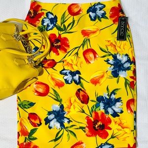 NWT Yellow Floral Skirt.